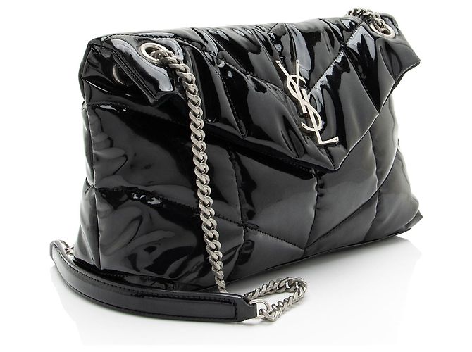 Borsa a spalla LouLou Small in pelle verniciata monogram Saint Laurent Nero - vista 2
