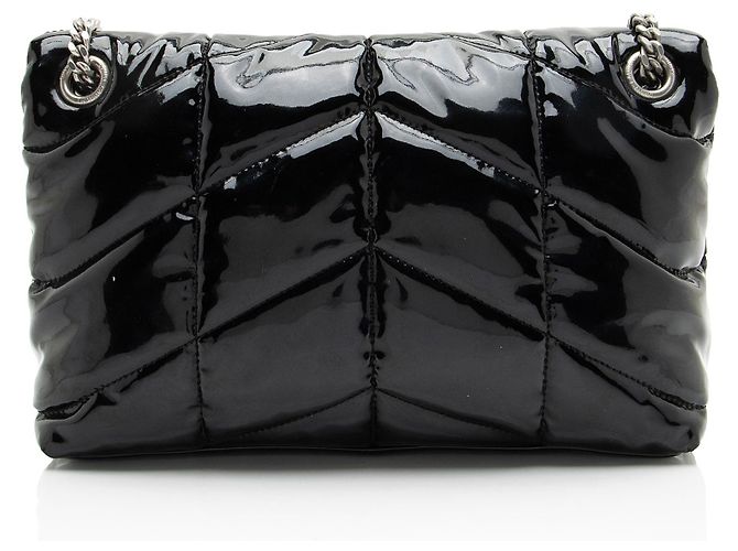 Borsa a spalla LouLou Small in pelle verniciata monogram Saint Laurent Nero - vista 3