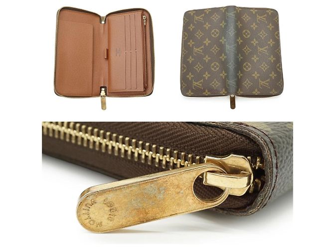 Portafoglio in tela Louis Vuitton Zippy Marrone - vista 4