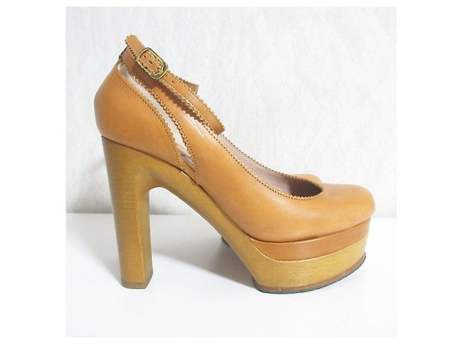 Chloé Chloe Leder-Pumps mit Holzsohle und hohem Absatz Braun - Ansicht 2