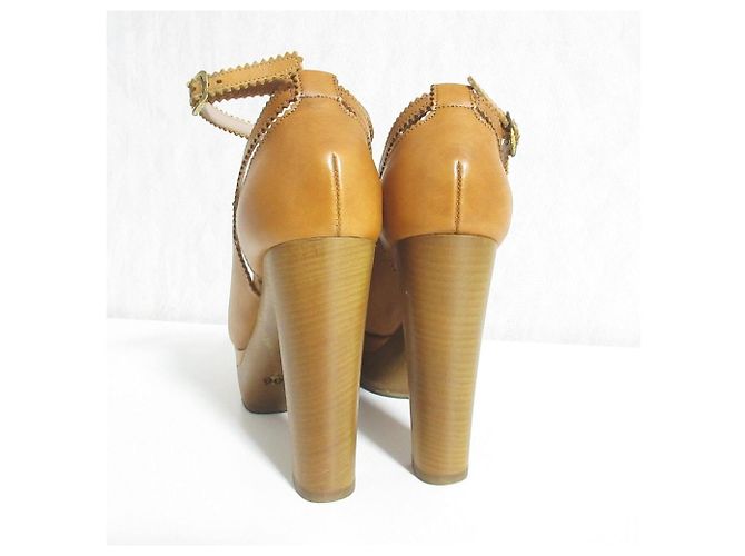 Chloé Chloe Leder-Pumps mit Holzsohle und hohem Absatz Braun - Ansicht 3