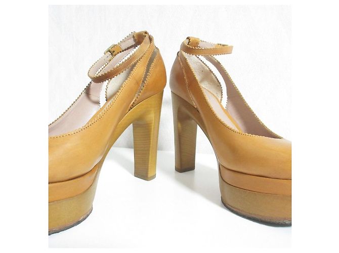 Chloé Chloe Leder-Pumps mit Holzsohle und hohem Absatz Braun - Ansicht 4