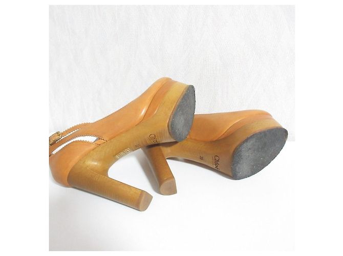 Chloé Chloe Leder-Pumps mit Holzsohle und hohem Absatz Braun - Ansicht 6
