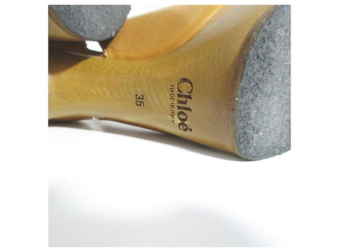Chloé Chloe Leder-Pumps mit Holzsohle und hohem Absatz Braun - Ansicht 7