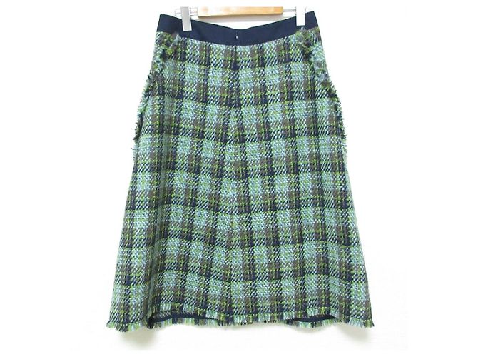 Autre Marque Falda de tweed a cuadros con flecos Drawer Azul Azul claro - vista 2
