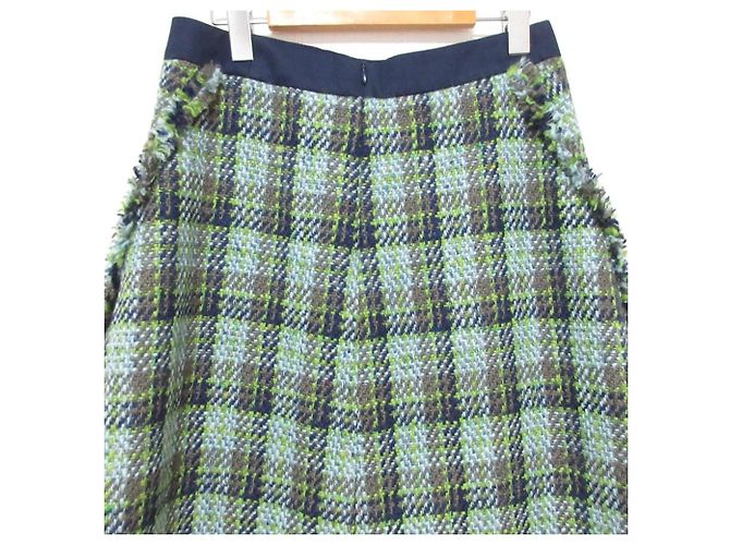 Autre Marque Falda de tweed a cuadros con flecos Drawer Azul Azul claro - vista 4