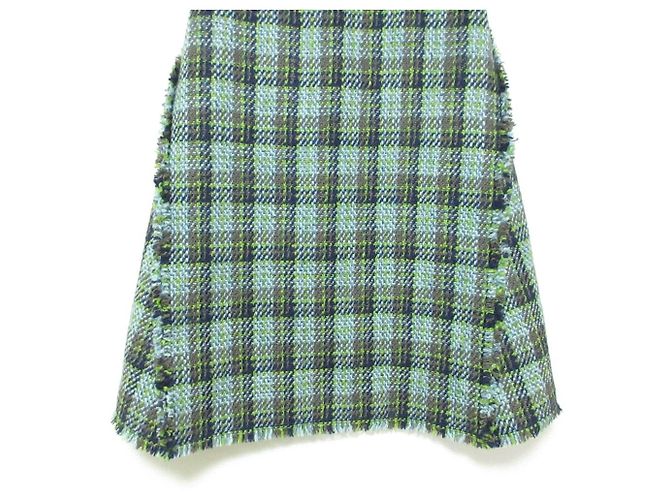 Autre Marque Falda de tweed a cuadros con flecos Drawer Azul Azul claro - vista 5