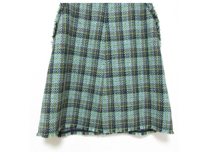 Autre Marque Falda de tweed a cuadros con flecos Drawer Azul Azul claro - vista 6