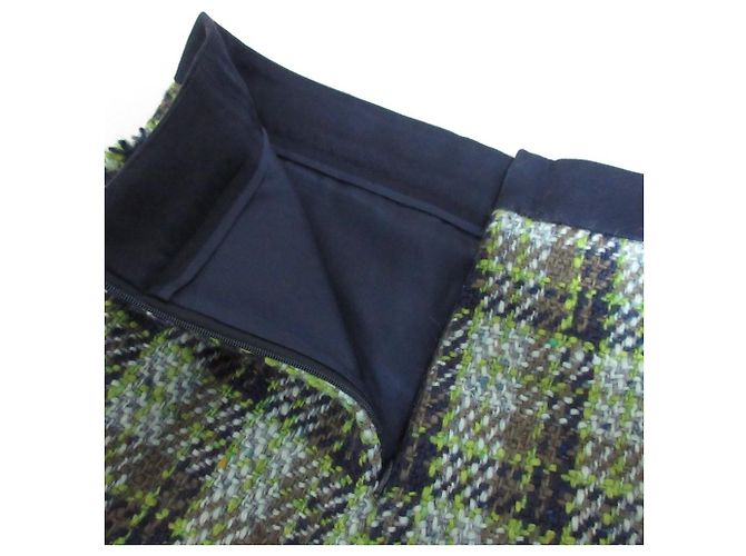 Autre Marque Falda de tweed a cuadros con flecos Drawer Azul Azul claro - vista 9
