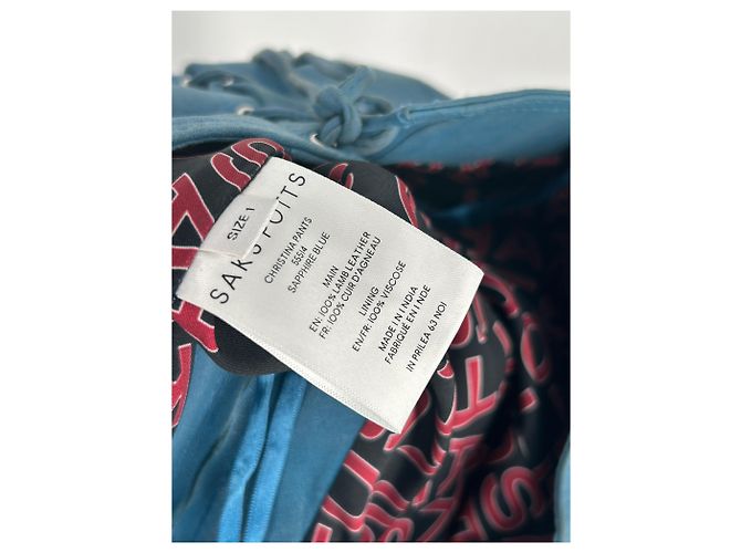 Autre Marque Blaue Lederhose mit Schnürung - Ansicht 4