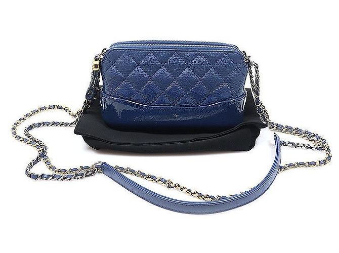 Chanel Borsa a tracolla Gabriel Mini in vitello vernice sfumata blu - vista 2