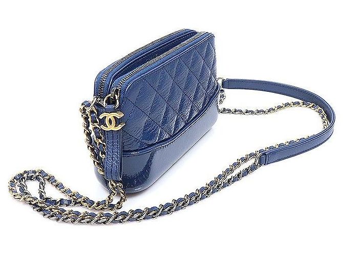Chanel Borsa a tracolla Gabriel Mini in vitello vernice sfumata blu - vista 3