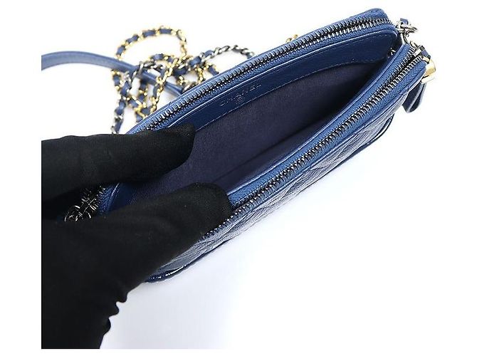 Chanel Borsa a tracolla Gabriel Mini in vitello vernice sfumata blu - vista 5