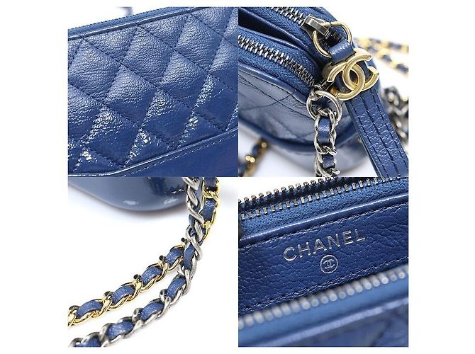 Chanel Borsa a tracolla Gabriel Mini in vitello vernice sfumata blu - vista 7