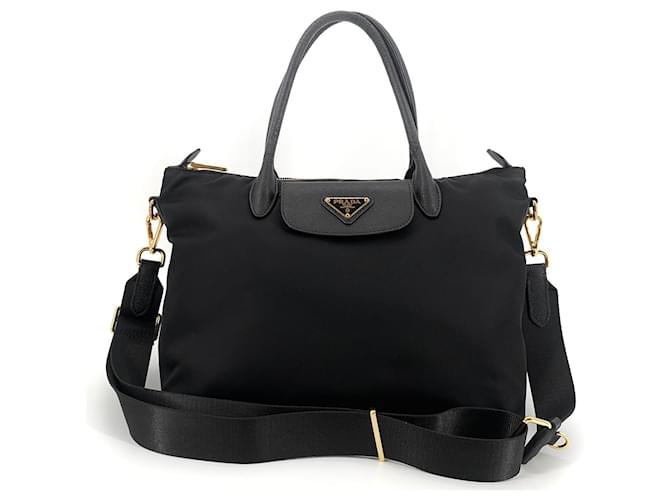 Prada Borsa tote e borsa a tracolla in poliammide nera Nero - vista 2