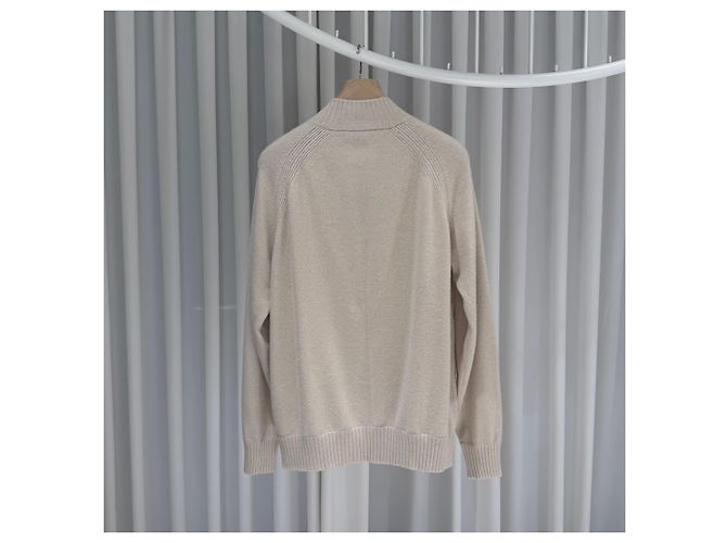 Loro Piana Baby-Kaschmir Strickpullover mit Reißverschluss, Ivory Weiß - Ansicht 7