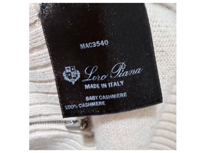 Loro Piana Baby-Kaschmir Strickpullover mit Reißverschluss, Ivory Weiß - Ansicht 8