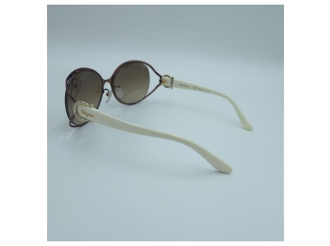 Salvatore Ferragamo Occhiali da sole da donna Crystal Decorative Brown Ivory Marrone - vista 12
