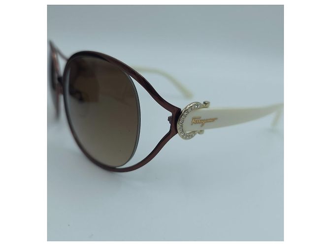 Salvatore Ferragamo Occhiali da sole da donna Crystal Decorative Brown Ivory Marrone - vista 6
