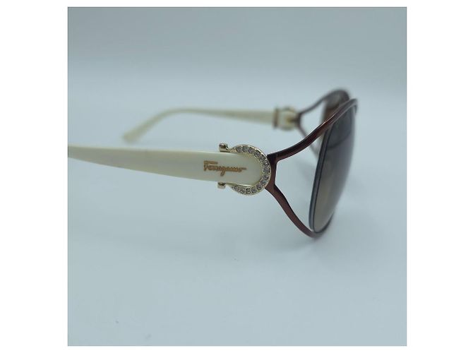 Salvatore Ferragamo Occhiali da sole da donna Crystal Decorative Brown Ivory Marrone - vista 7