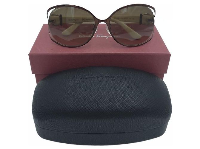 Salvatore Ferragamo Occhiali da sole da donna Crystal Decorative Brown Ivory Marrone - vista 8