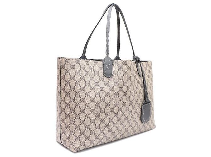 Gucci Borsa Shopper e Borsa a Tracolla Reversibili in PVC con Logo GG Marrone - vista 2