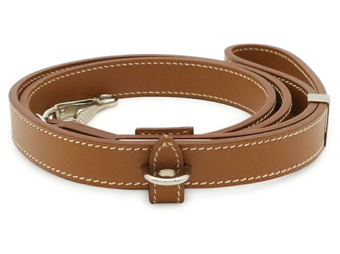 Hermès Trela para cão Hermes em couro Courchevel Dourado - vista 2