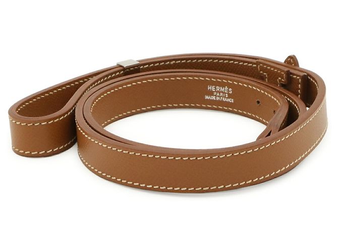 Hermès Trela para cão Hermes em couro Courchevel Dourado - vista 3