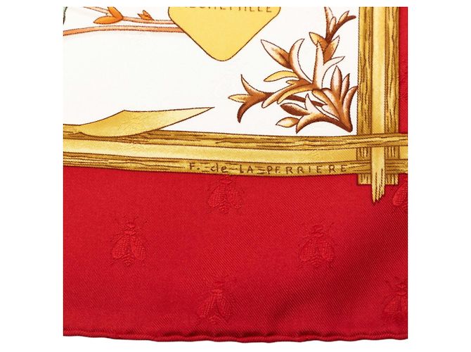 Hermès Hermes Carre 90 Harbier de Gavarnie Seidentuch Weiß Rot - Ansicht 5