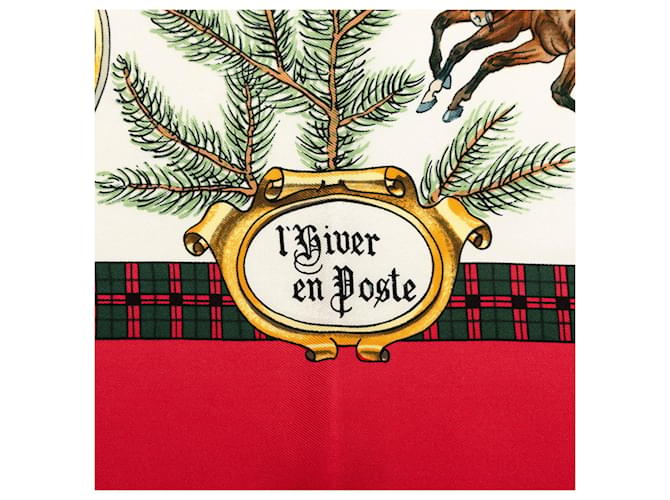 Hermès Hermes Carre 90 Winter Post Coach Scarf Rosso Multicolore - vista 5