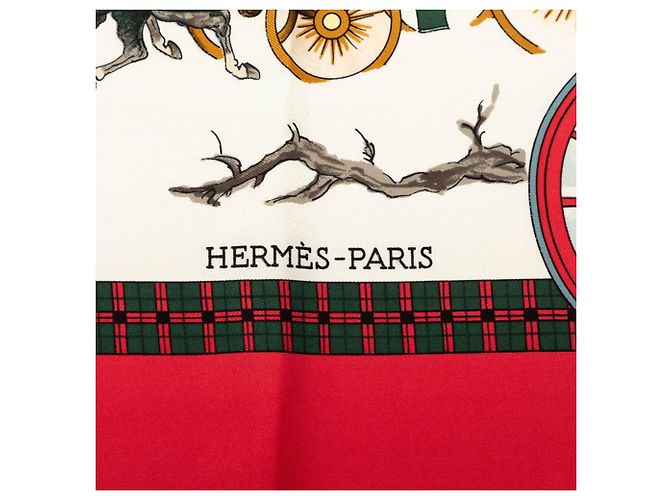 Hermès Hermes Carre 90 Winter Post Coach Scarf Rosso Multicolore - vista 6