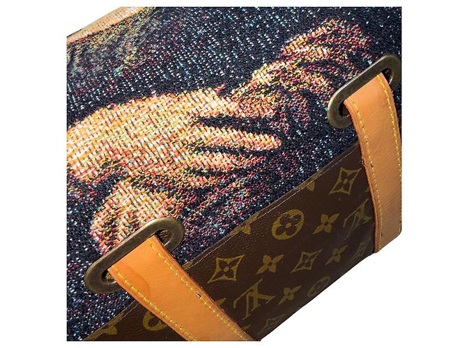 Borsa Louis Vuitton Keepall 50 Mona Lisa Arazzo Personalizzato Marrone Blu Multicolore - vista 10