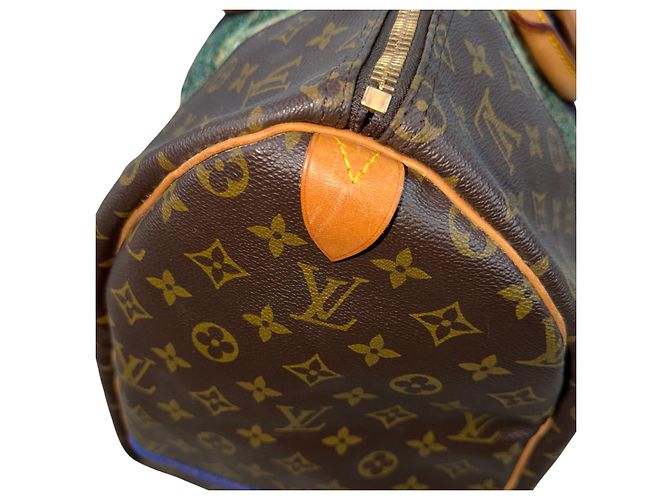 Borsa Louis Vuitton Keepall 50 Mona Lisa Arazzo Personalizzato Marrone Blu Multicolore - vista 13