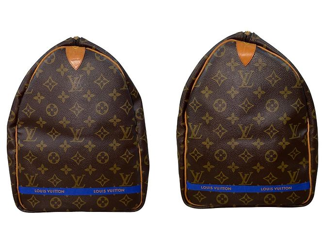 Borsa Louis Vuitton Keepall 50 Mona Lisa Arazzo Personalizzato Marrone Blu Multicolore - vista 4