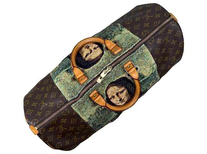 Borsa Louis Vuitton Keepall 50 Mona Lisa Arazzo Personalizzato Marrone Blu Multicolore - vista 6