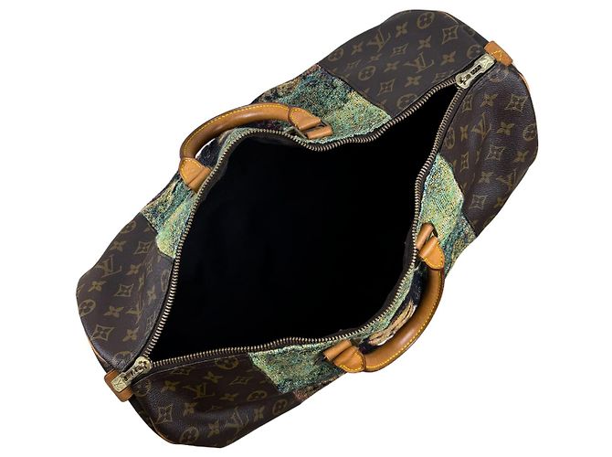 Borsa Louis Vuitton Keepall 50 Mona Lisa Arazzo Personalizzato Marrone Blu Multicolore - vista 7
