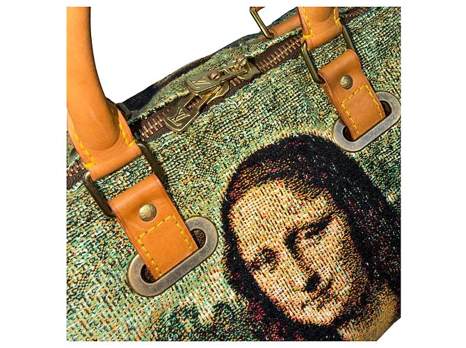 Borsa Louis Vuitton Keepall 50 Mona Lisa Arazzo Personalizzato Marrone Blu Multicolore - vista 9