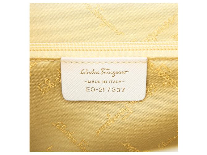 Borsa Salvatore Ferragamo Gancini Argento Bianco - vista 5