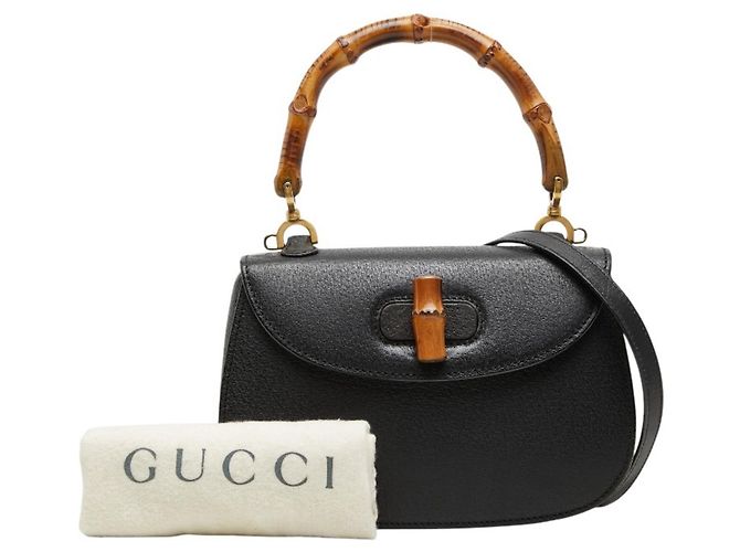 Borsa a mano e a tracolla Gucci Bamboo Nero - vista 15