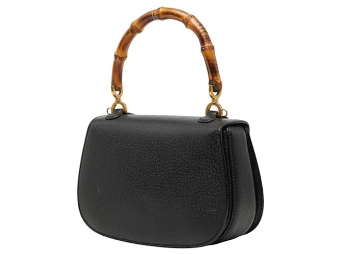 Borsa a mano e a tracolla Gucci Bamboo Nero - vista 2