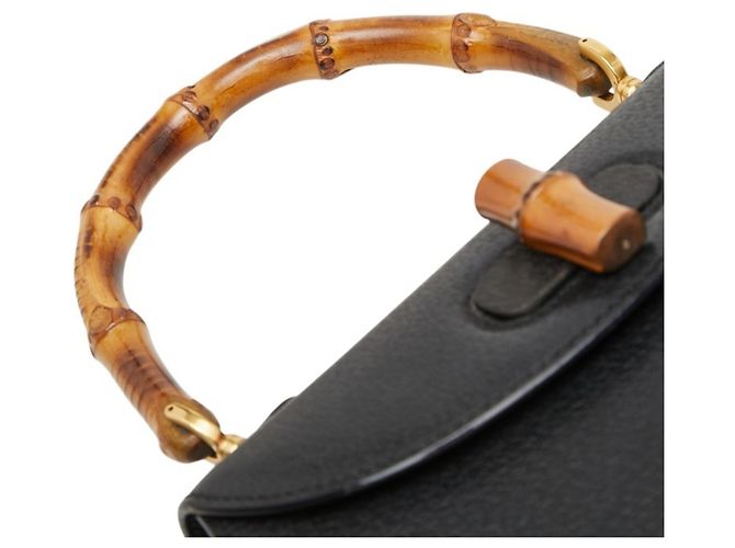 Borsa a mano e a tracolla Gucci Bamboo Nero - vista 9