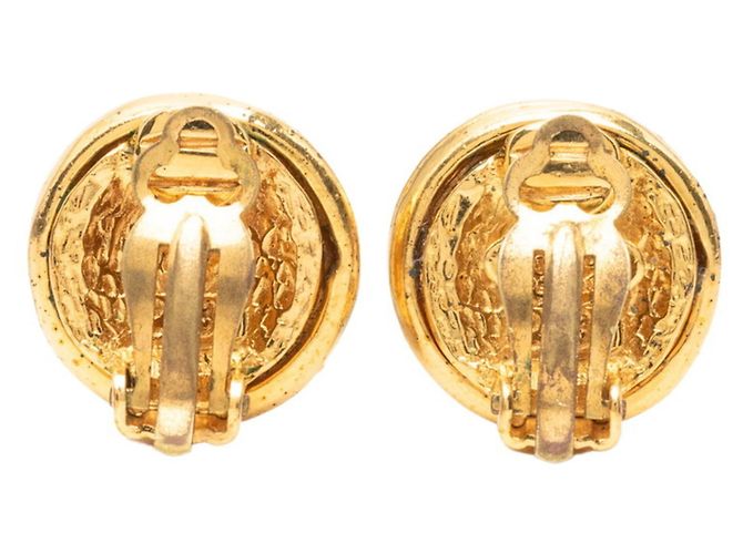 Orecchini rotondi vintage Chanel Coco Mark D'oro - vista 2