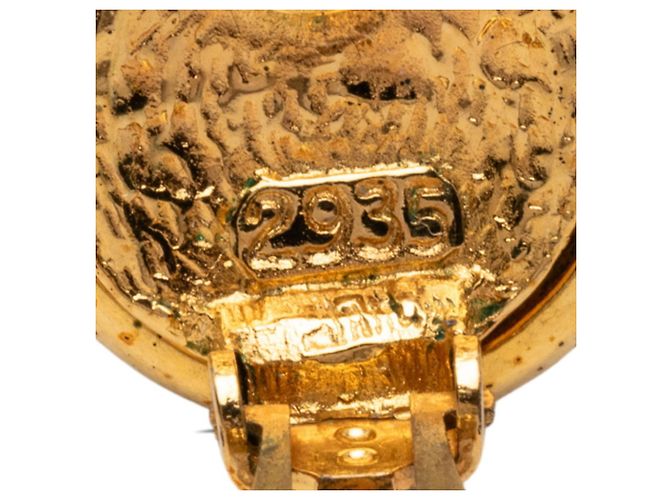 Orecchini rotondi vintage Chanel Coco Mark D'oro - vista 3