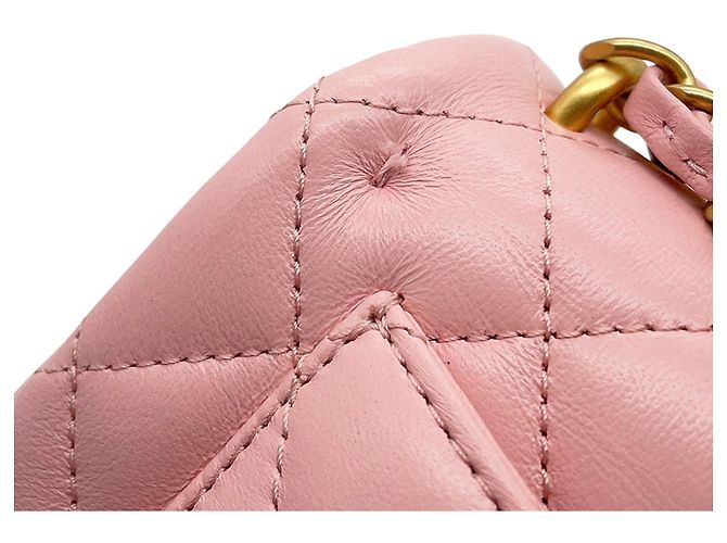 Borsa a tracolla con catena in pelle rosa Chanel - vista 14