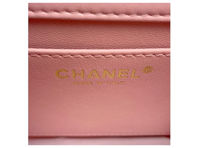 Borsa a tracolla con catena in pelle rosa Chanel - vista 15