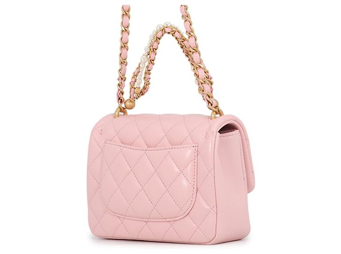 Borsa a tracolla con catena in pelle rosa Chanel - vista 2