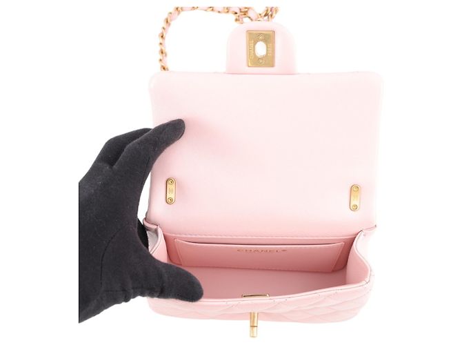 Borsa a tracolla con catena in pelle rosa Chanel - vista 6