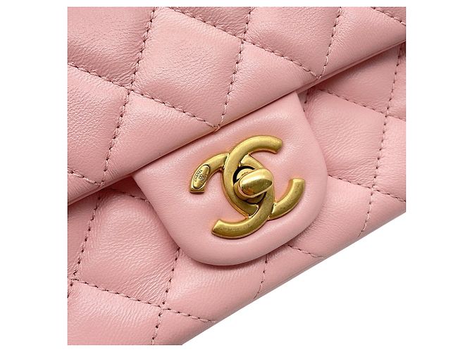 Borsa a tracolla con catena in pelle rosa Chanel - vista 7