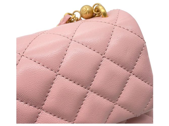 Borsa a tracolla con catena in pelle rosa Chanel - vista 9