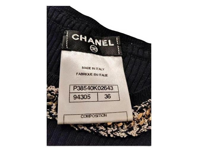 Regata Chanel preta em algodão com pérolas Preto Dourado - vista 2